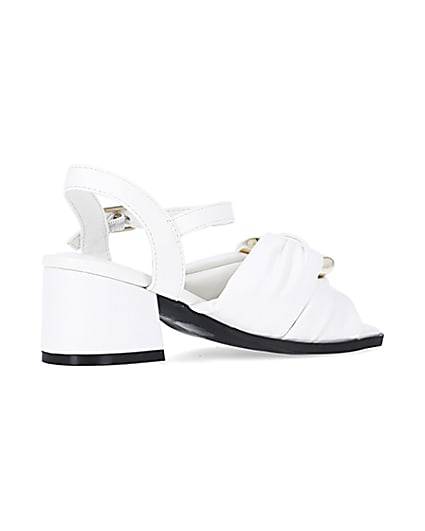 360 degree animation of product Girls White Knot Heeled Sandals frame-13