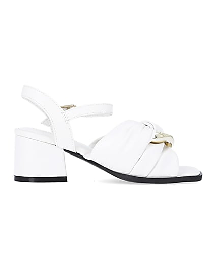 360 degree animation of product Girls White Knot Heeled Sandals frame-15