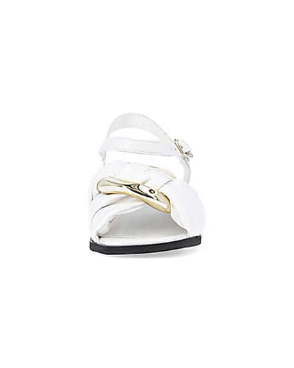 360 degree animation of product Girls White Knot Heeled Sandals frame-21