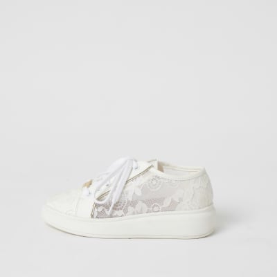 white lace trainers