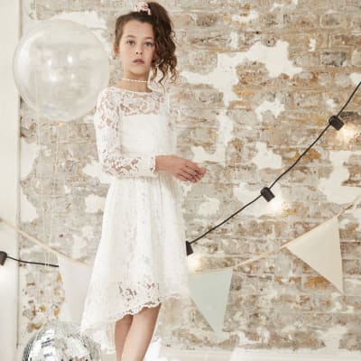 girls long lace dress