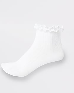 Girls lace frill socks 2 pack River Island Girls Clothing Underwear Socks 