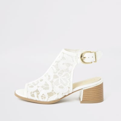 white high heel open toe shoes