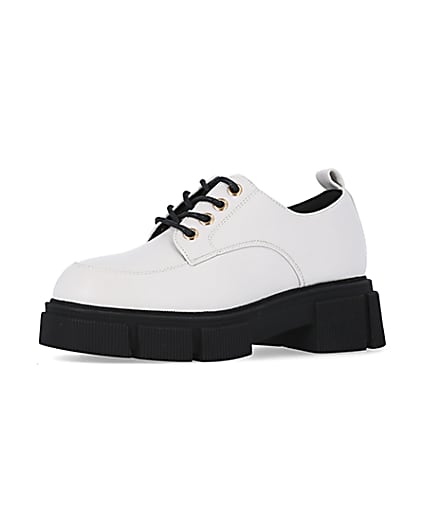 360 degree animation of product Girls White Lace Up Chunky Shoes frame-1