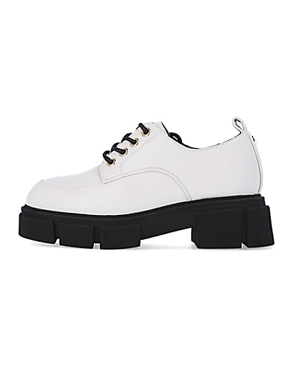 360 degree animation of product Girls White Lace Up Chunky Shoes frame-3