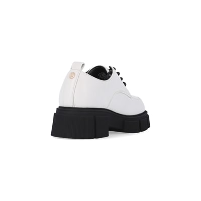 360 degree animation of product Girls White Lace Up Chunky Shoes frame-11