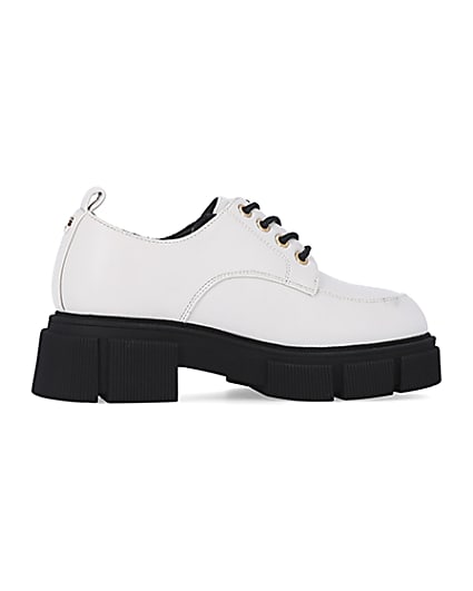 360 degree animation of product Girls White Lace Up Chunky Shoes frame-14