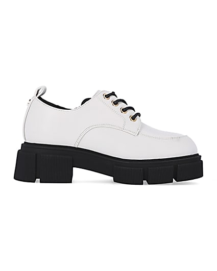 360 degree animation of product Girls White Lace Up Chunky Shoes frame-15