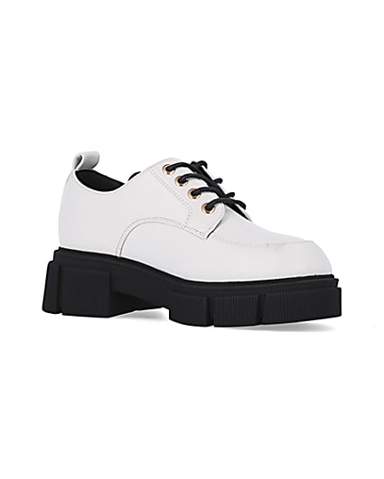 360 degree animation of product Girls White Lace Up Chunky Shoes frame-17