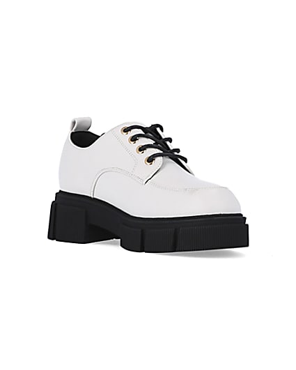 360 degree animation of product Girls White Lace Up Chunky Shoes frame-18
