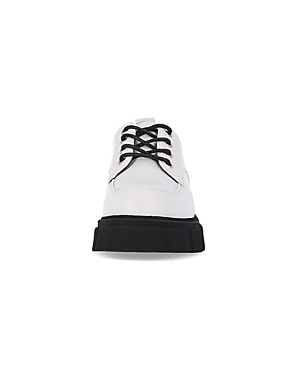 360 degree animation of product Girls White Lace Up Chunky Shoes frame-21