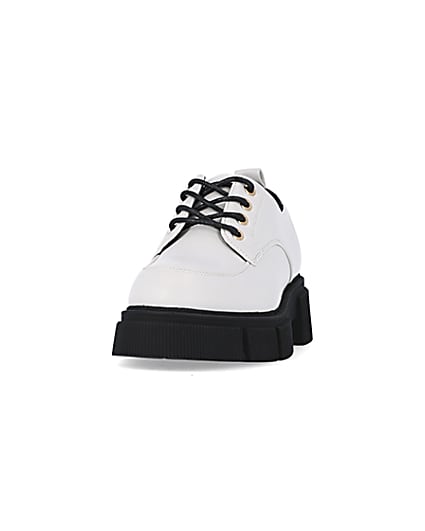 360 degree animation of product Girls White Lace Up Chunky Shoes frame-22