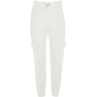 girls white joggers