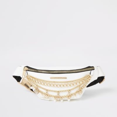 white chain bum bag