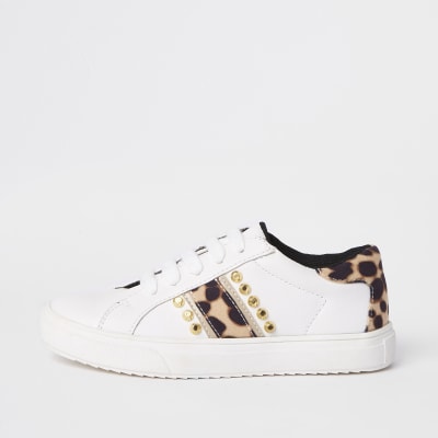 studded animal print sneakers