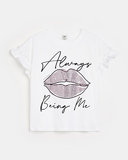 Girls white lips print t-shirt