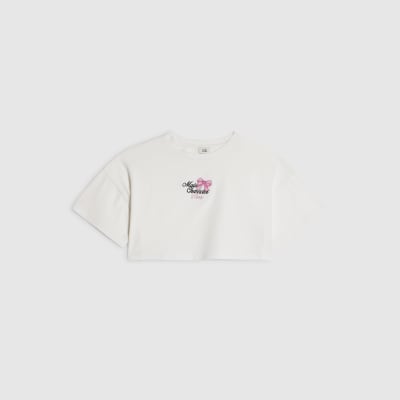 Girls White Main Character Crop Top