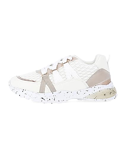 360 degree animation of product Girls white mesh speckled trainer frame-3