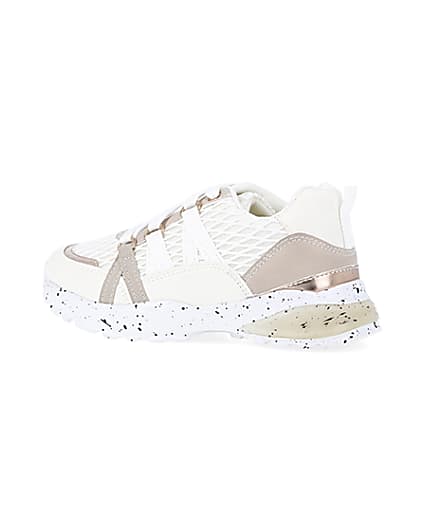 360 degree animation of product Girls white mesh speckled trainer frame-5