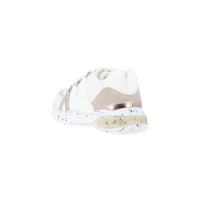 360 degree animation of product Girls white mesh speckled trainer frame-7