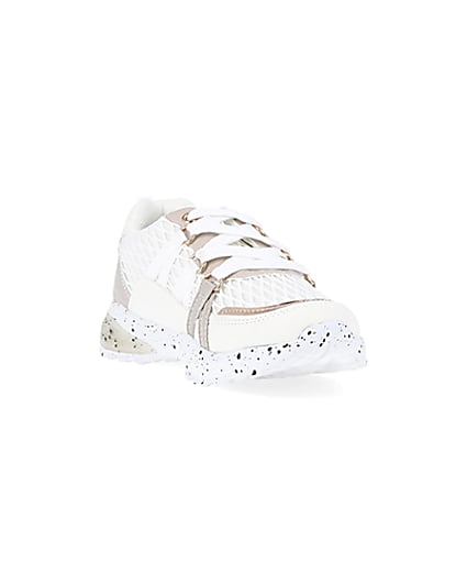 360 degree animation of product Girls white mesh speckled trainer frame-19