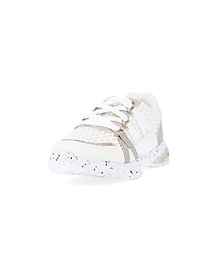 360 degree animation of product Girls white mesh speckled trainer frame-23