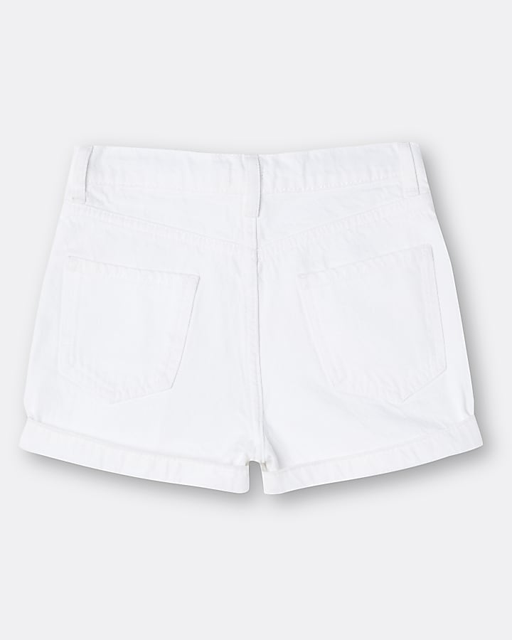 Girls white mom shorts