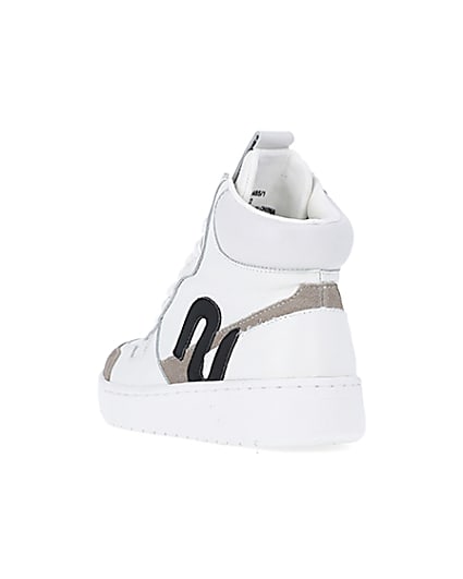 360 degree animation of product Girls White Nushu High Top Trainers frame-7
