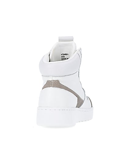 360 degree animation of product Girls White Nushu High Top Trainers frame-10