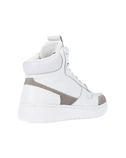 360 degree animation of product Girls White Nushu High Top Trainers frame-12