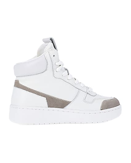 360 degree animation of product Girls White Nushu High Top Trainers frame-14