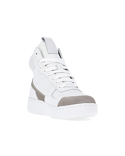 360 degree animation of product Girls White Nushu High Top Trainers frame-19
