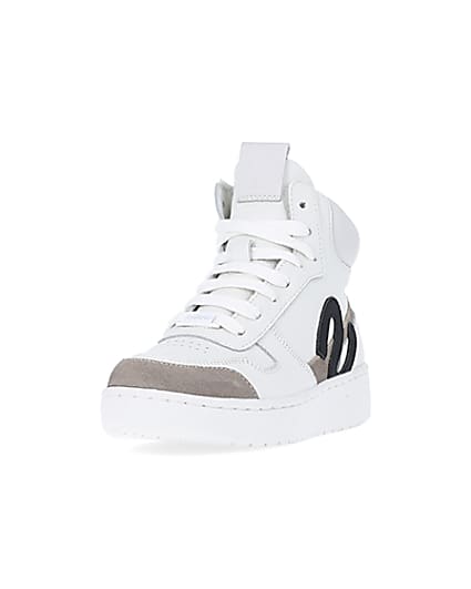 360 degree animation of product Girls White Nushu High Top Trainers frame-23