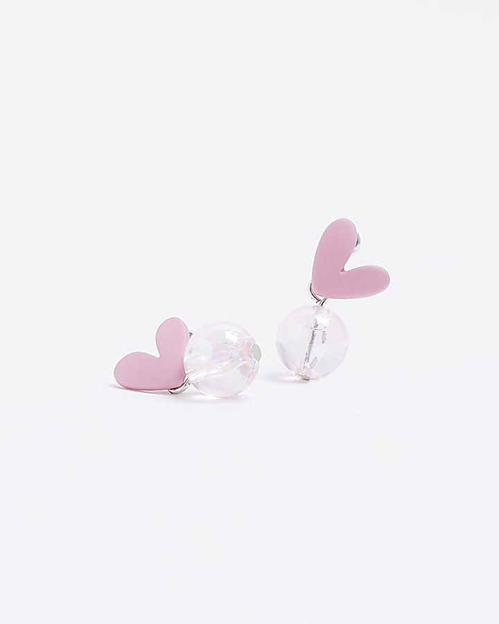 Girls White Pearl Heart Earrings