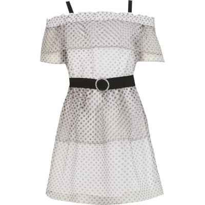 river island white polka dot dress