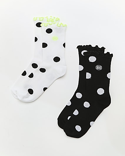 Girls white polka dot socks 2 pack