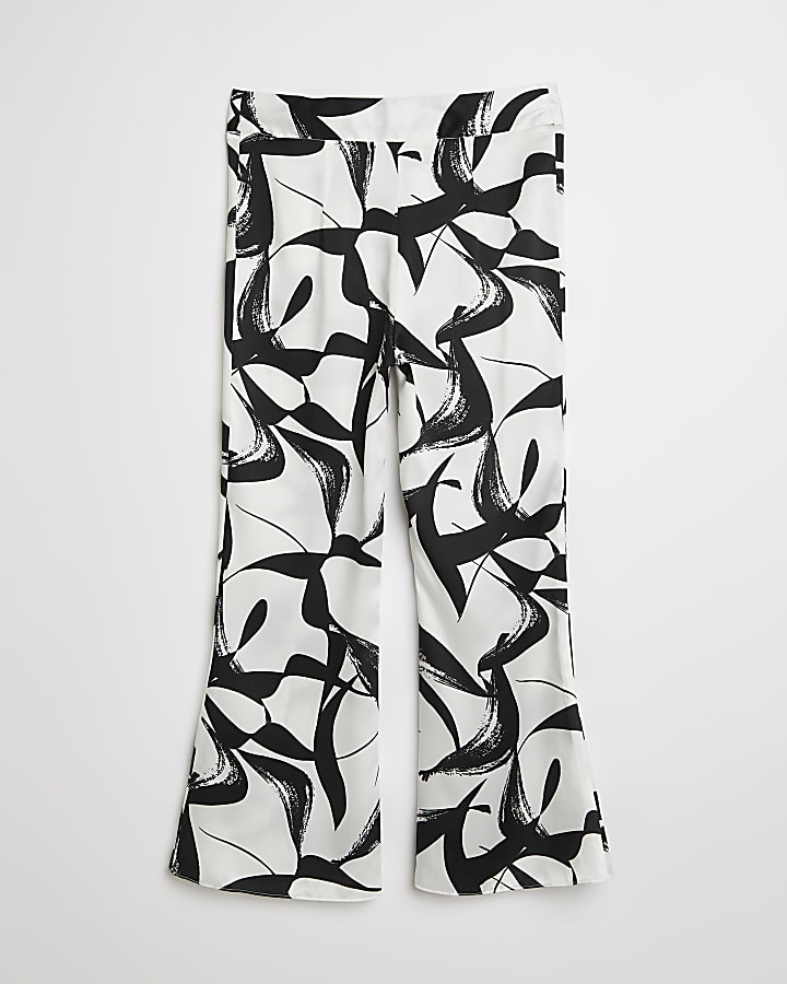 Girls white printed tailored trousers
