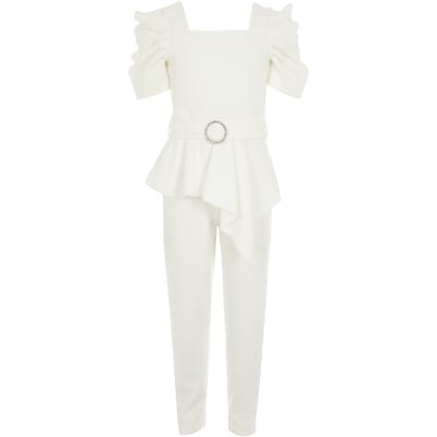 girls white pant suit