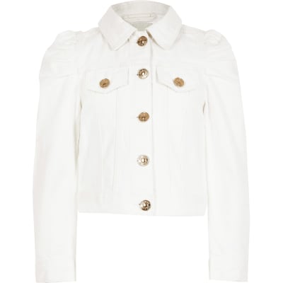 girls white denim jacket