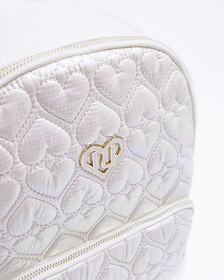 Girls white quilted Iridescent back pack