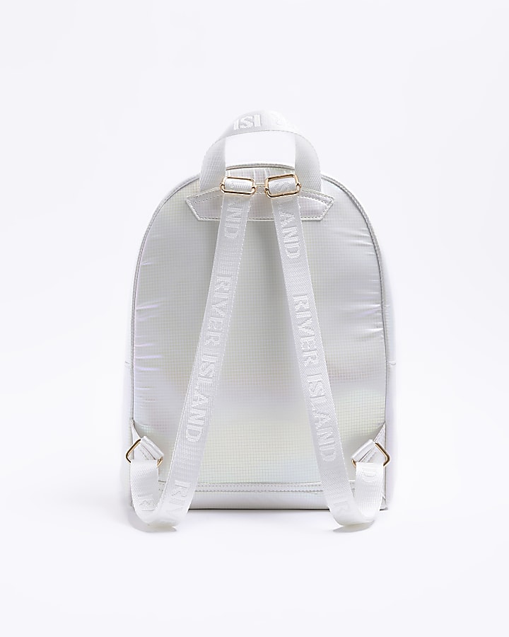Girls white quilted Iridescent back pack