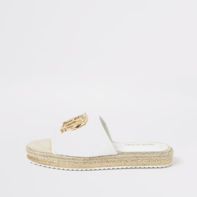 river island white sandals