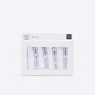 Girls White RI Branded Briefs 5 Pack