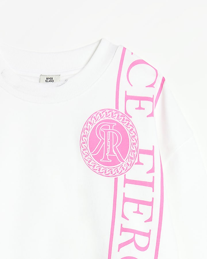 Girls white RI 'Fierce' print sweatshirt