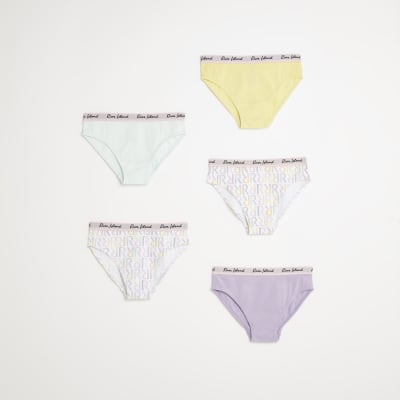 Girls RI monogram briefs 5 pack River Island Girls Clothing Underwear Briefs 