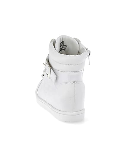 360 degree animation of product Girls white RI monogram high top trainers frame-8