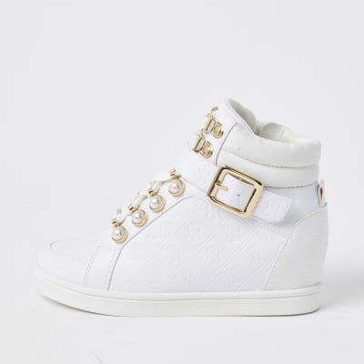 womens white high top trainers