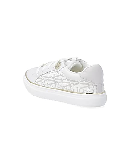 360 degree animation of product Girls white RI print trainers frame-6