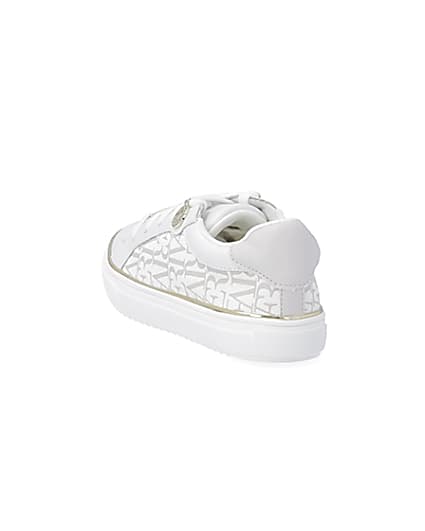 360 degree animation of product Girls white RI print trainers frame-7