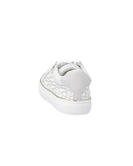 360 degree animation of product Girls white RI print trainers frame-8